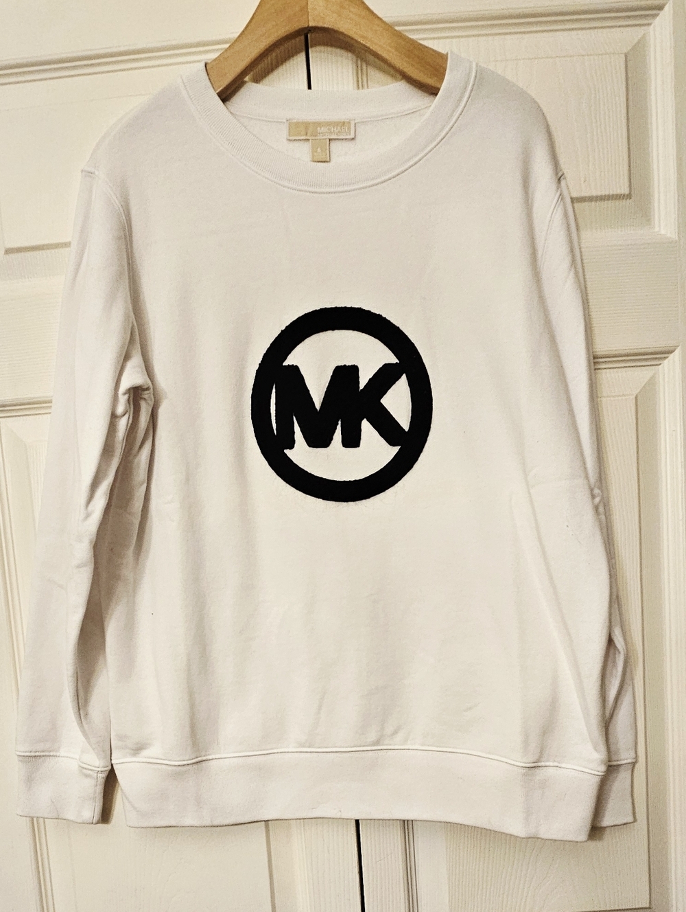 Michael Kors White Crewneck Sweater with Black Logo